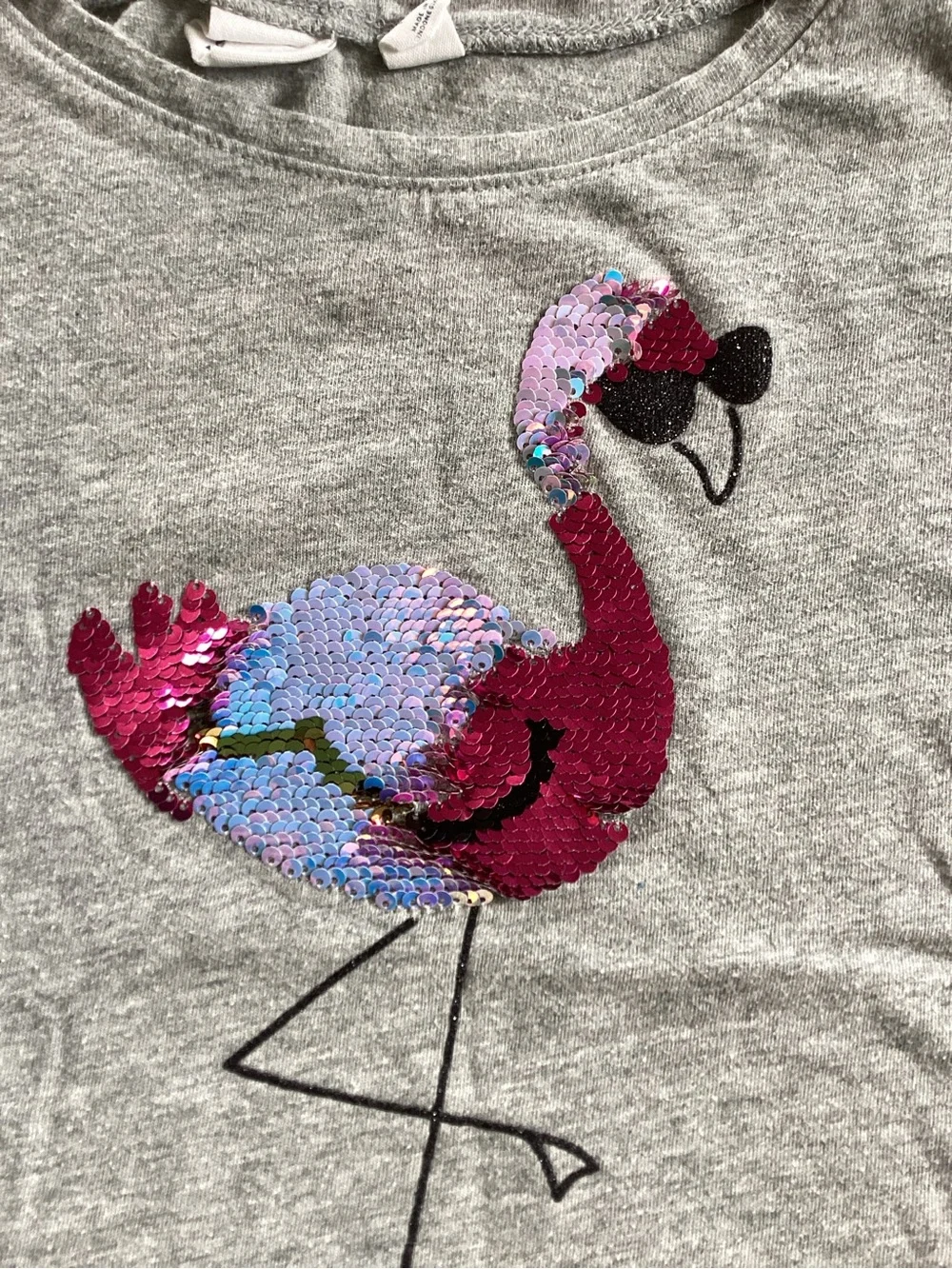 Gap Gray Flip Sequin Flamingo T-shirt